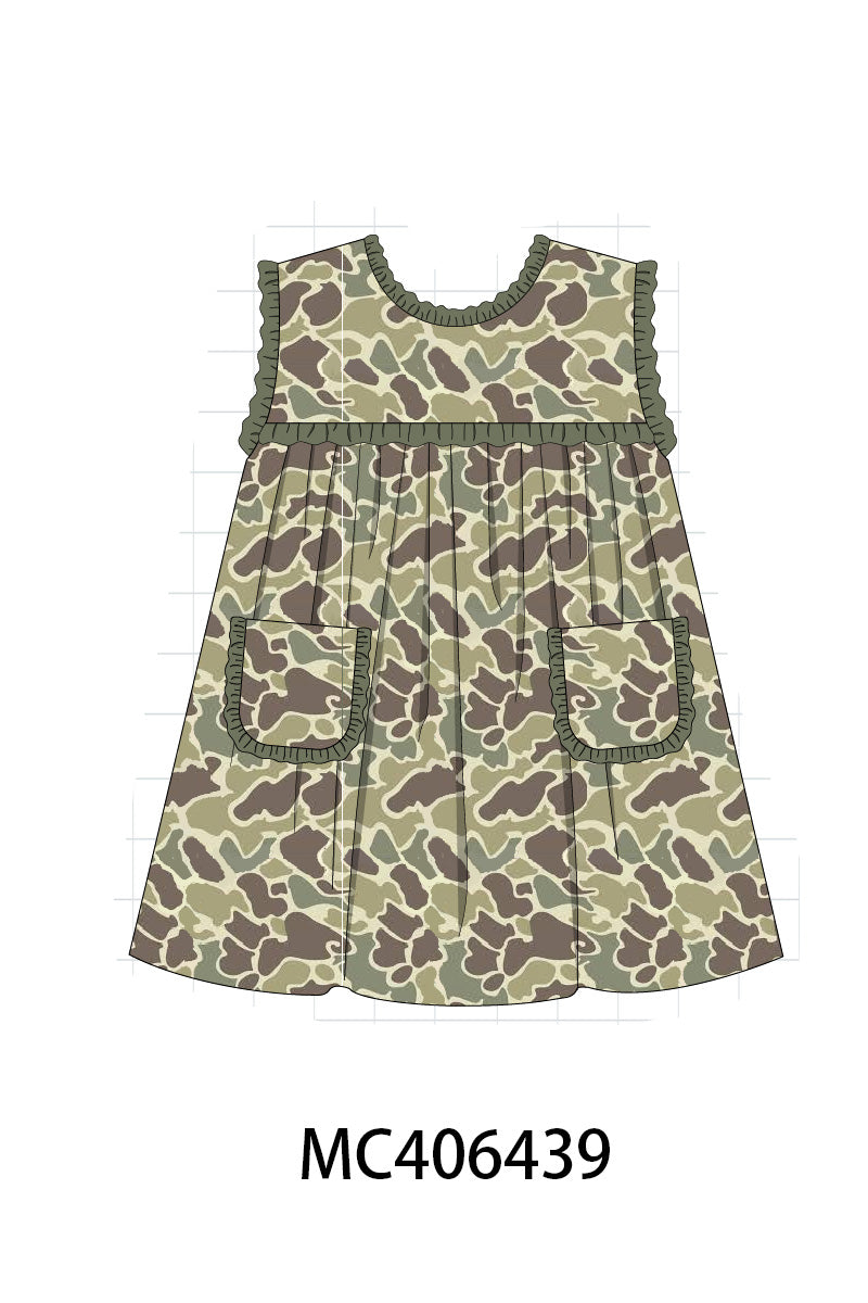 Camouflage print girl dress