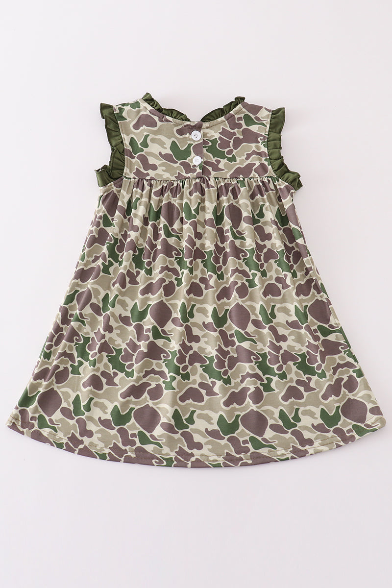 Camouflage print girl dress