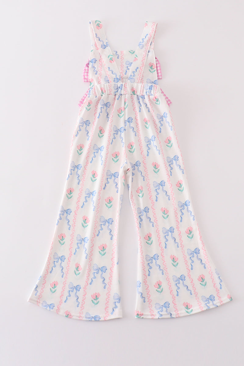 Floral bow girl jumpsuit