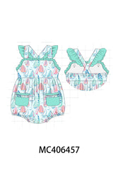 Green sailboat print ruffle bubble