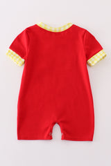 Red charactor embroidery boy romper