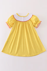 Yellow charactor embroidery dress