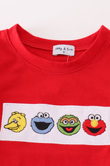 Red charactor embroidery boy set