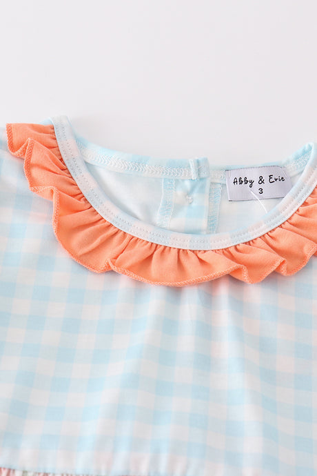 Floral print gingham girl set