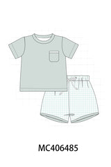 Sage gingham boy shorts set