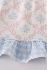 Blue hydrangea print  girl dress