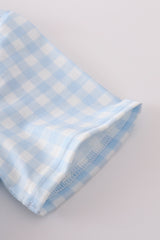 Blue gingham boy shorts set