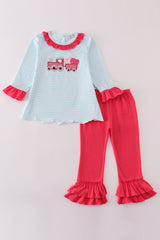 Pink truck heart applique girl set