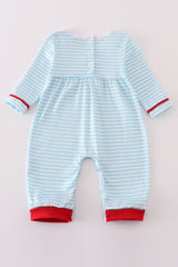 Valentine's day heart envelope embroidery stripe boy romper