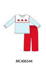 Valentine's day heart envelope embroidery stripe boy set