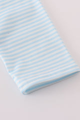 Blue stripe heart french knot boy top