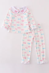 Pink bow print girl set