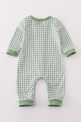 Green clover embroidery boy romper