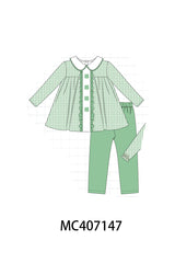 Green clover embroidery girl set