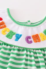 Green stripe lucky charm french knot girl bubble