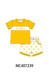 Yellow you are my sunshine embroidery boy set