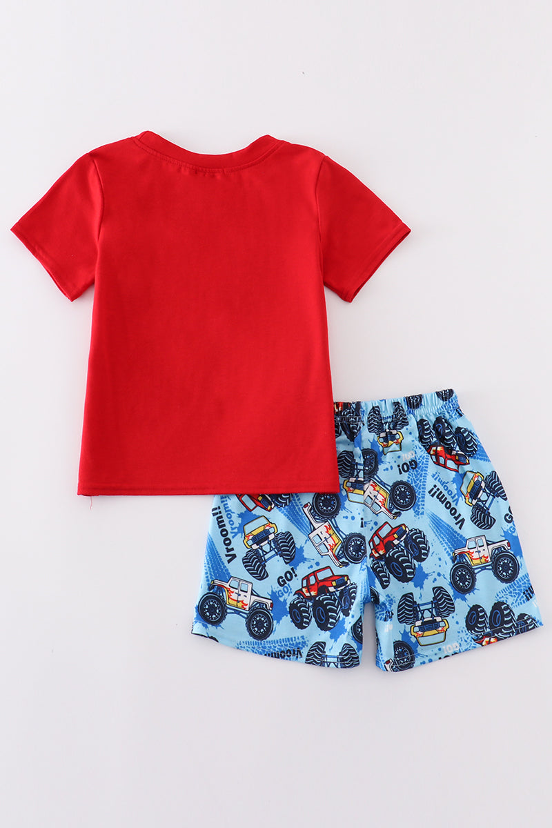 Monster truck print boy set