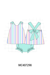 Multicolored stripe girl bloomer set