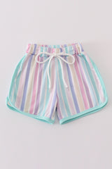 Multicolored stripe girl shorts