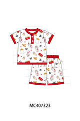 Red the lord's chicken print boy pajamas set