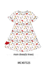 Red the lord's chicken print mom dress