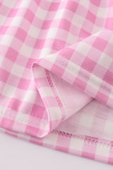 Pink let's baking embroidery gingham dress