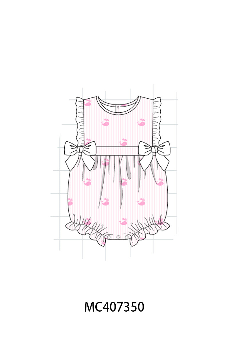 Pink stripe whale print girl bubble