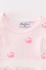 Pink stripe whale print girl bubble