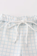 Blue checkered boy shorts set