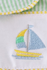 Seersucker sailboat embroidery boy bubble