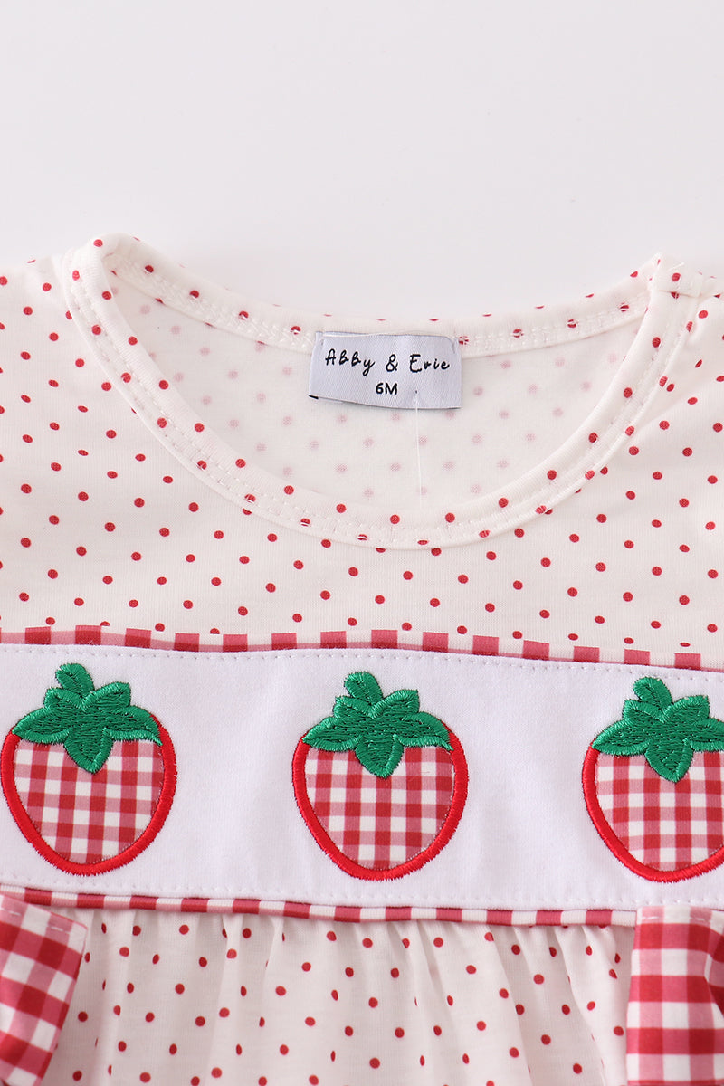 Strawberries applique girl bubble