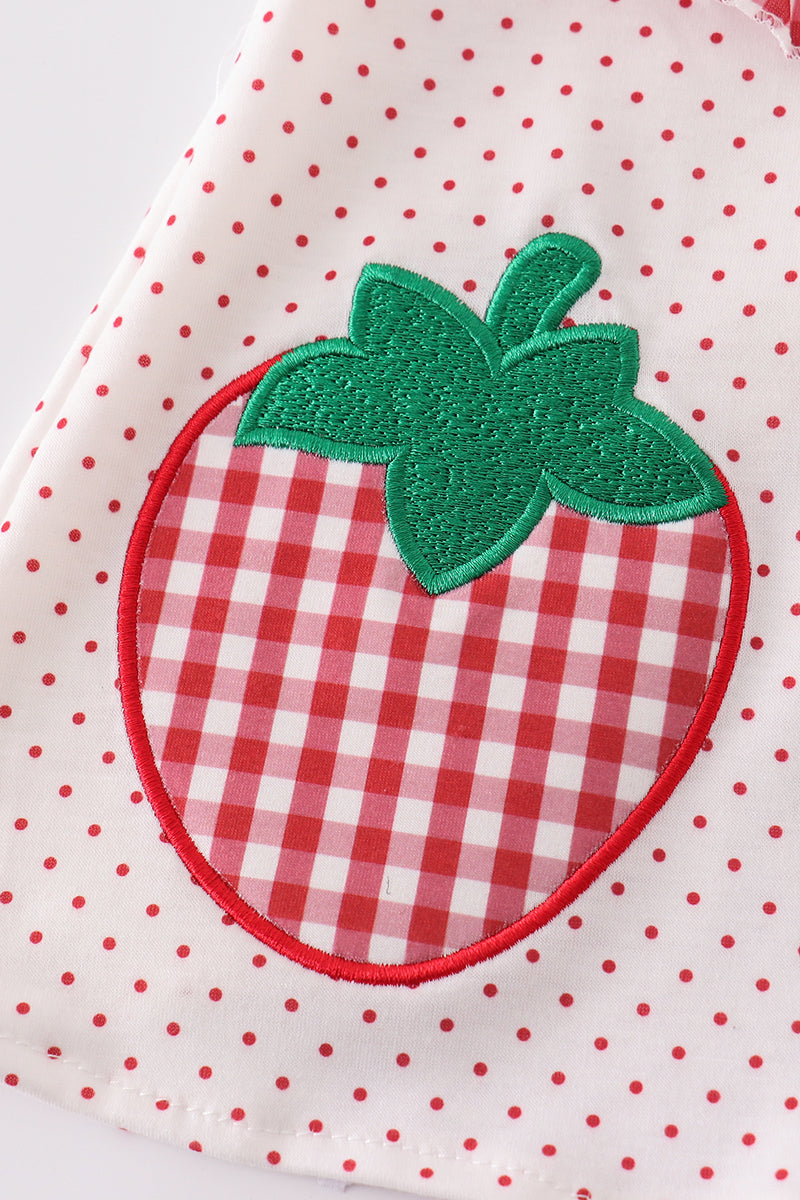 Strawberries applique girl bloomers set