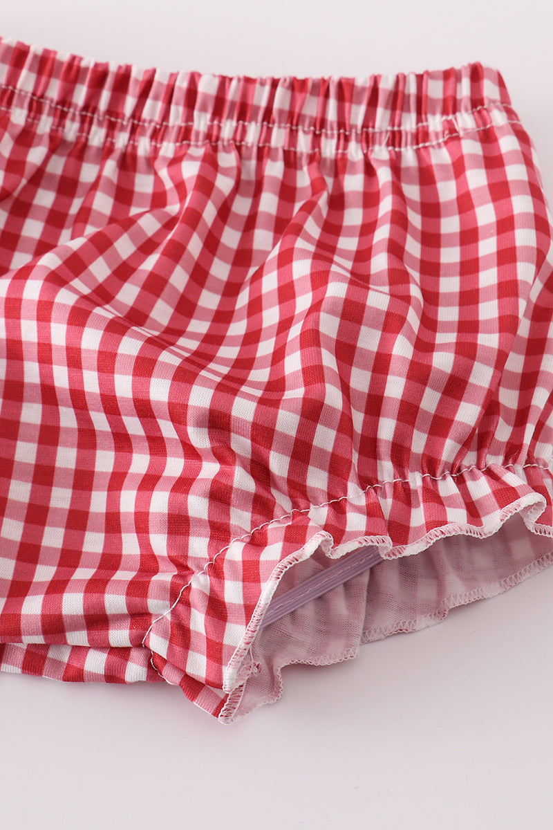 Strawberries applique girl bloomers set