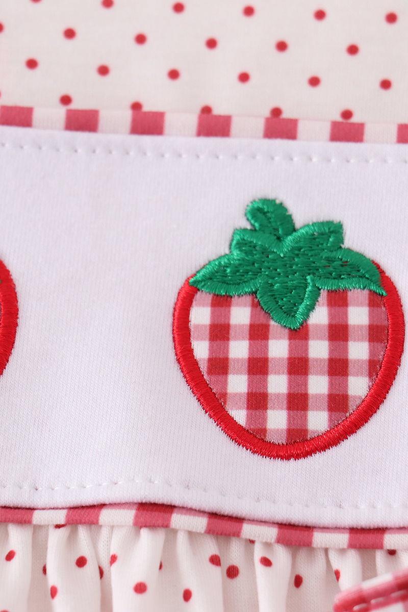 Strawberries applique girl set