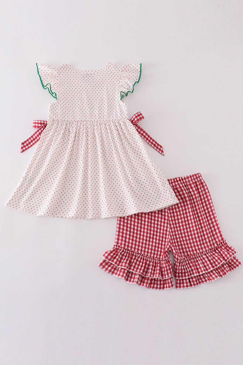 Strawberries applique girl set