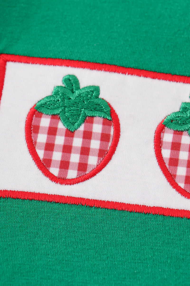 Red dot strawberry embroidery boy set