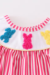 Pink easter bunny french knot girl bloomer set