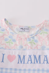 Blue I love mama embroidery girl set