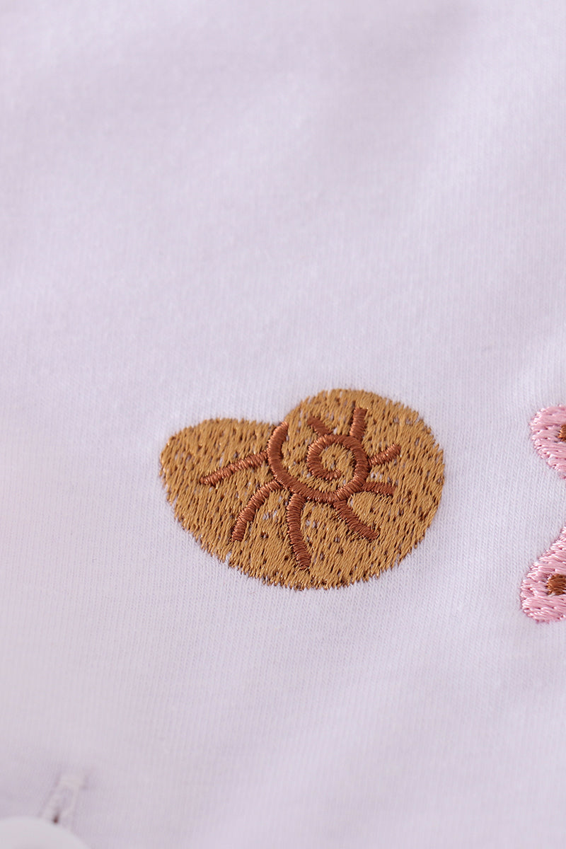 Brown seersucker starfish shell embroidery girl dress