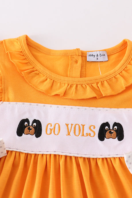 Orange go vols embroidery girl dress