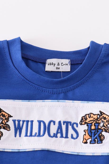 Blue wildcats embroidery boy bubble