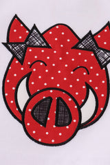 Red razorbacks applique girl skort set