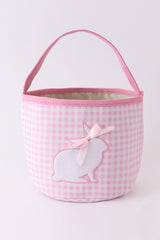 Pink easter bunny applique bucket