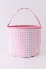 Pink easter bunny applique bucket