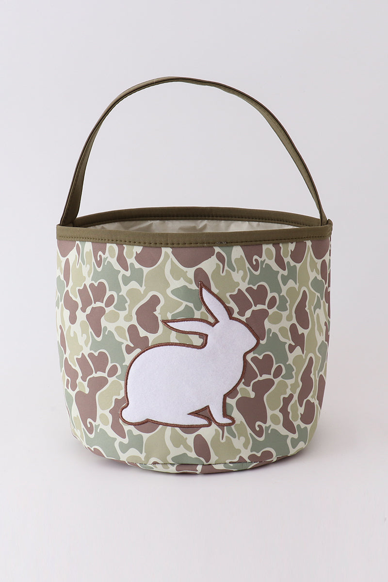 Camouflage easter bunny applique bucket