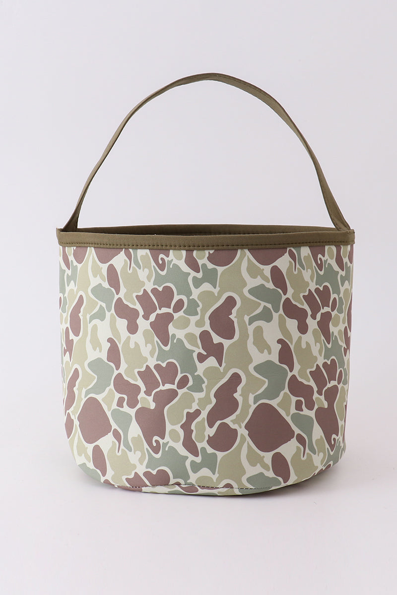 Camouflage easter bunny applique bucket