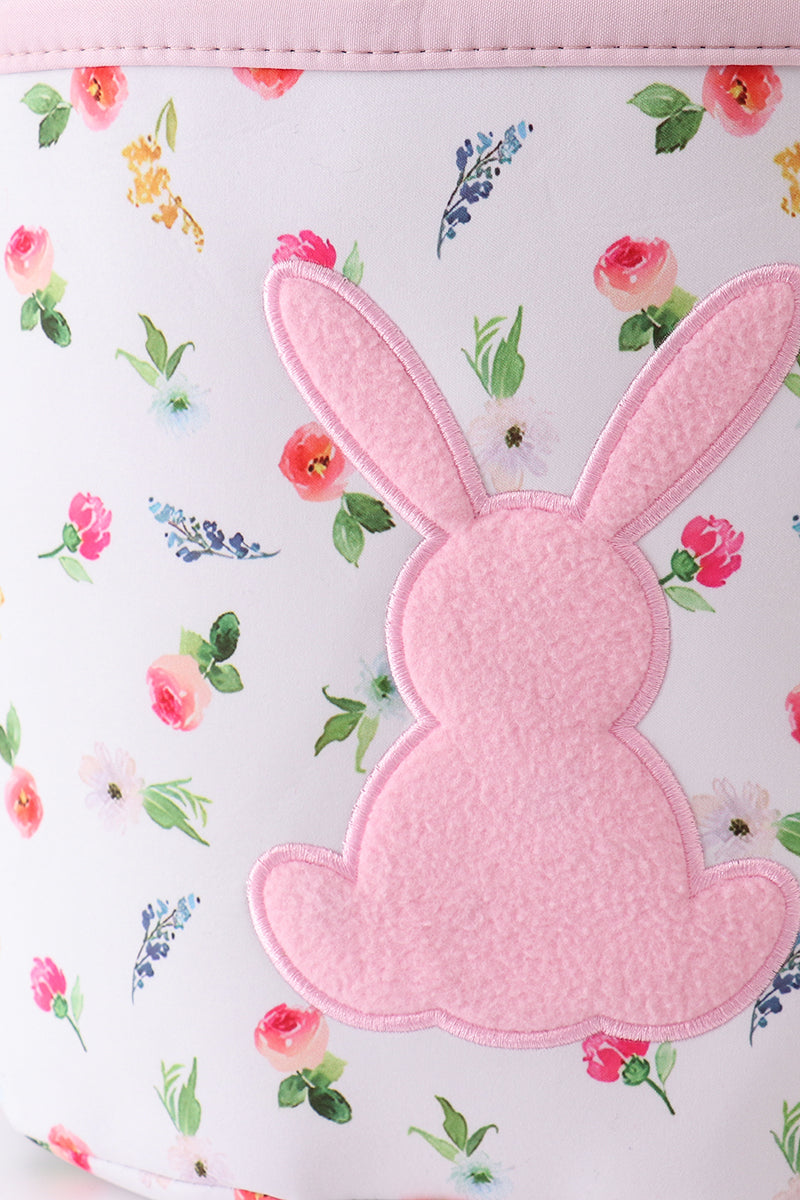 Pink easter bunny applique bucket