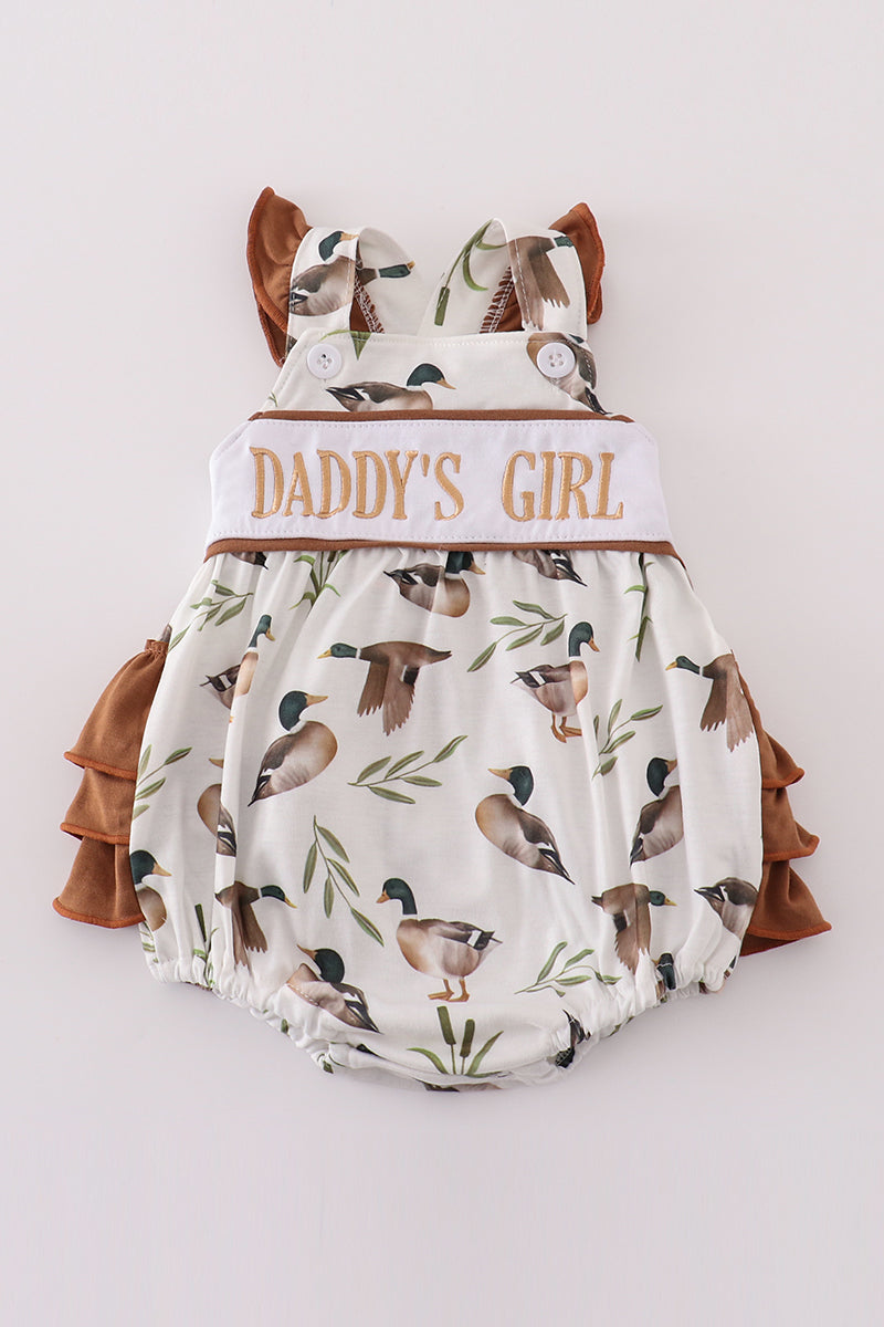 Khaki duck daddy's girl embroidery bubble