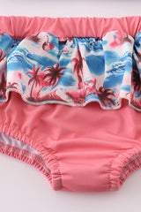 Beach palm print 2pc girl swimsuit