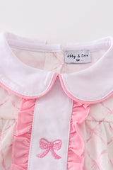 Pink bow embroidery girl ruffle bubble